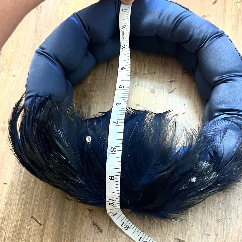 1920’s Flapper Style, Feathered Headband-Hat,Navy,Excellent Condition, Size OS